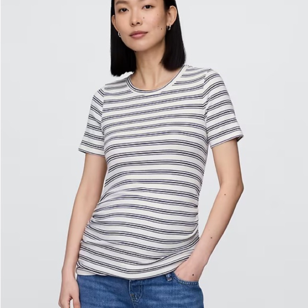 GAP Maternity Navy and White Striped Tee